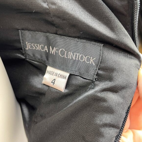 JESSICA McCLINTOCK VTG Party Mini Ruched 90’s Black Goth Metallic Dress sz 4 - Picture 7 of 8